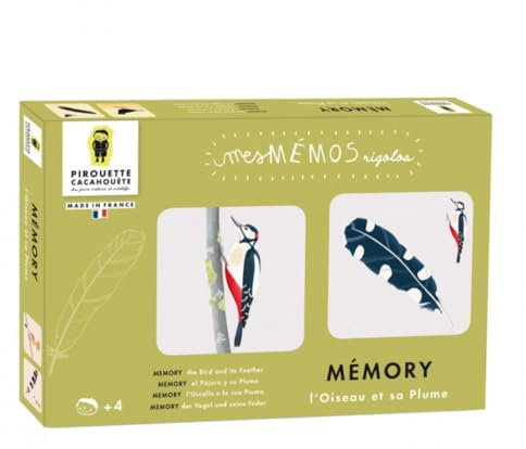 Pirouette Cacahuetes - Vogel und Feder Memory-Spiel: 36 Karten, praktische Box, für Kinder ab 3 Jahren