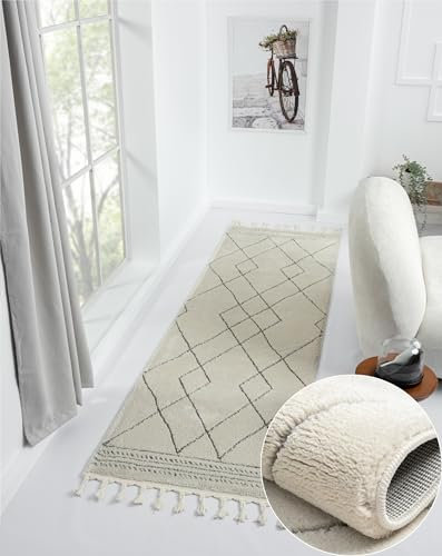 MY-RUG Läufer Teppich Flur Ella rechteckig weiß 80 x 250 cm - Scandi Abstrakt Boho