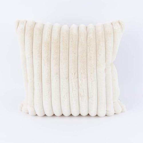 MAGMA Raya Kissenhülle/Kissenbezug aus Fellimitat - 100% Polyester, bis 30 Grad waschbar, 45x45cm, Natur