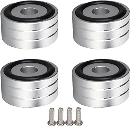 Speaker Spikes Base Mat, 4pcs SP4010 Aluminum Alloy Speaker Isolation Spike Stand Foot for DAC Amplifier Recorder Meter (40x20mm/1.57x0.78in) (Silver)