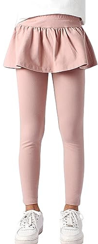SEAUR Mädchen Rock mit Legging Hose 2-in-1 Schule Sport Rock Baumwolle Stretchy Weich Einteiler Hosenrock - 140(134/140)