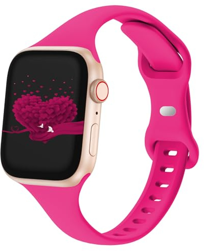 Slim Thin Band Compatible with Apple Watch Band 38mm 40mm 41mm 42mm 44mm 45mm 46mm 49mm, Soft Silicone Replacement Strap for iWatch Series 10/9/8/7/6/5/4/3/2/1