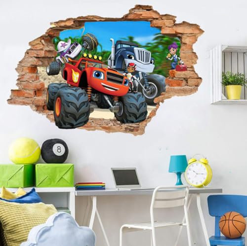 2-teilige Cartoon Anime Tapete Selbstklebende 3d Gebrochene Wand Auto Kinderzimmer Dekoration Graffiti Aufkleber 42,63cm