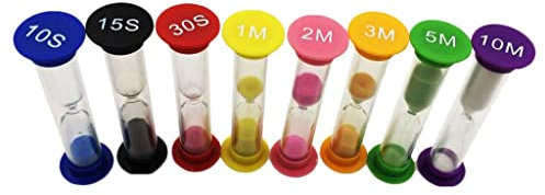 8 Pcs Sabliers, Sablier coloré, Horloge de Sable, Horloge de Cuisine, Gestion du Temps Comprenant 10/15/30 Secondes/, 1/2/3/5/10 Minutes