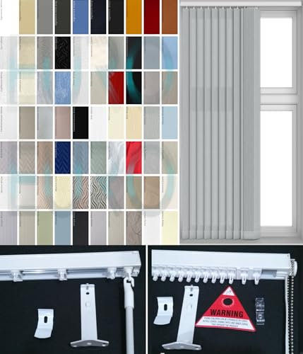 EUROBLINDS COMPLETE Vertical Blind Set - Made to Measure - 89mm (3.5 inch) - Headrail & Fabric - Large Selection of Colours & Designs (Up To 250cm (98 inch) Wide)