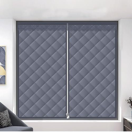 Cortina de Algodón de Invierno Gruesa Aislante Termico Ventana Kit de Aislamiento de Ventana Película Aislante para Ventana Aislante Térmica Anti Frío,Película Desmontable (200x160cm,A)