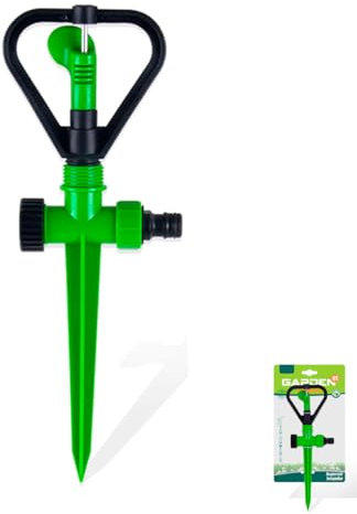 Irrigatore per Prato e Giardino con Picchetto, Spruzzatore di Acqua Rotante con Innesto Rapido per Piante, Orto, 300mm