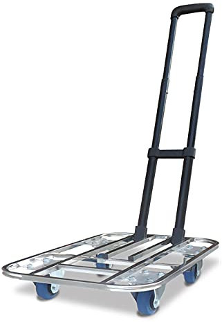 Faltbarer Schubkarren, zusammenklappbarer Handkarren, Edelstahl-Vierkantrohr, ausgehöhlter Plattformwagen mit Teleskophebel, leicht, zum Einkaufen, Reisen, Wagen