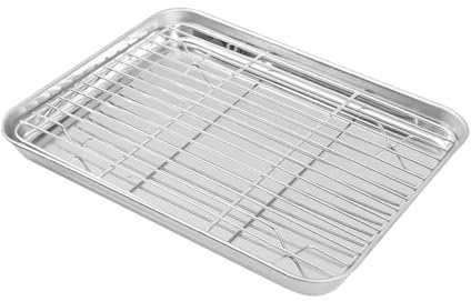 CRILSTYLEO Juego de 2 Bandejas Y Rejillas para Hornear Rejilla de Acero Inoxidable para Horno Y Parrilla para Hornear