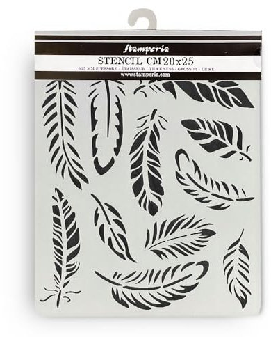 Stamperia - Thick Stencils for Scrapbooking, Albums, Card Making, Bullet Journalling and More, Feathers, Flexible Material, Easy to Clean, Perfect for Hobbies, Crafts and Gifting (Lavender)