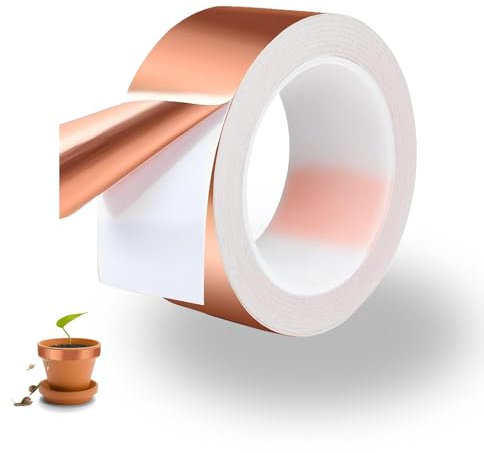 Kaizuca Kupferband Gegen Schnecken,35mm×20m Schneckenschutzring, Kupferfolie Klebeband Selbstklebend,Kupferband Gegen Schnecken Hochbeet,Schneckenabwehr für Gärten Hochbeet Pflanzen