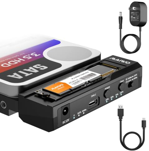 MAIWO M.2 NVMe a 2,5 '' 3,5 '' Offline Clone Enclosure, M.2 M-Key a SATA SSD/HDD Cloner, USB-C Type-C Max 10Gbps Duplicatore di disco rigido bidirezionale