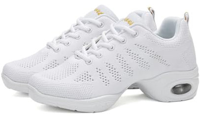 Hixingo Jazzschuhe Damen Cheerleader Schuhe Lace Up Tanzsneaker Damen, Malla transpirable Line Dance Schuhe Damen, Zumba Schuhe Damen für Yoga Fitness Gymnastik Training Schuhe