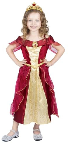 Sincere Party Costume Cosplay di lusso rosso Belle principessa vestito ragazza con Tiara 9-10 anni