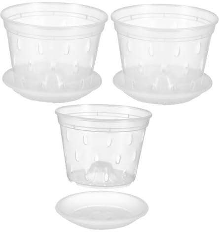 CANIGHT Vasi Per Orchidee in Plastica Traspirante Con Vassoio Per Piante Da Esterno Piccoli Contenitori Per Fiori