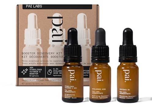 Pai Skincare | Booster Serum Discovery Kit, 3-Piece Set - Vitamin C, Hyaluronic Acid & Peptides for Brighter, Smoother, Hydrated Skin. Clinically proven for sensitive skin.