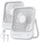 Warmco USB Desk Fan 2Pack, USB C Corded Powered Small Personal Fan, Strong Airflow Quiet Operation, 3 Speeds Wind With 180° Tilt Folding for Office Table Home White