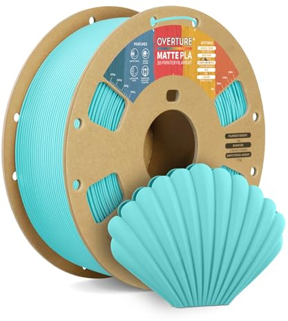 OVERTURE Matte PLA 3D Printer Filament 1.75mm, 1kg Turquoise | Frosted Matt Finish Hides Layer Lines, Accuracy +/- 0.02mm, Fit Most FDM Printer (Turquoise)