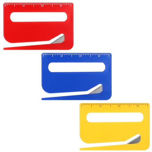 3stk Briefumschlag Öffner, 3 Farben Verbesserter Briefumschlagschneider mit Scharfer Klinge & Skala & Lupe & Spitzer Spitze Brieföffner-Werkzeug Paketöffner-Schneider Bürobedarf für Zuhause