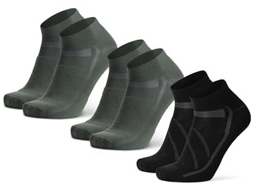 DANISH ENDURANCE Kurze Fahrrad Socken, Sommer Rennrad Socken, Gepolstert, Unisex, für Herren & Damen, 3 Paar, Mehrfarbig (2xOlivgrün, 1xSchwarz), 43-47