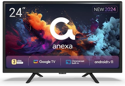 anexa - Smart TV 24 Pulgadas HD Android 11, Google Assistant, Control por Voz, televisión TDT 2024. Televisor con 3 años de garantía SMART24C01HG. Televisores compatibles Netflix, Prime Video y más