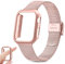 Yisica Cinturino per Apple Watch 42mm, Custodia Rigida Protettivo Cover, Metallo in Acciaio Inossidabile Cinturini Magnetico per iWatch 3/2/1 (Oro Rosa & Cinturino Rosa, 42MM)