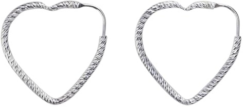 SILBERMOOS Damen Creolen Herz herzförmig klein glänzend diamantiert 925 Sterling Silber Ohrringe,