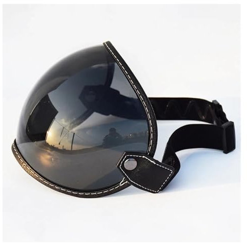 Motorrad Helmvisierlinse, hochklappbare Linse, Blasenvisier, Gesichtsschutzmaske for Bell Moto 3/Royal/SHOEI Retro-Motorradhelm, Motorradhelmlinsenausrüstung (klar)(Black)