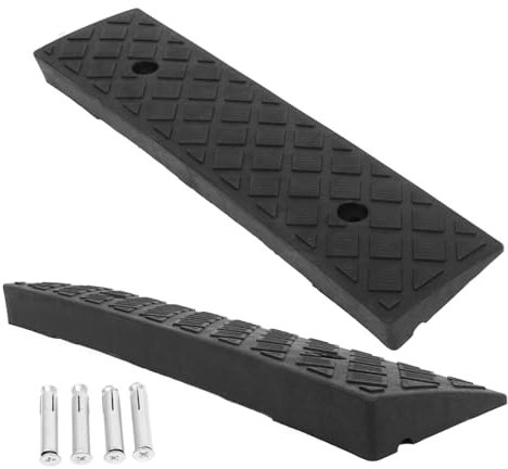 VALICLUD 2pezzi Rampe in Plastica Resistente Per Auto Rampe Per Cordolo Altezza Antiscivolo e Modulare Facilmente Installabili Per Marciapiedi Garage e Soglia Nero