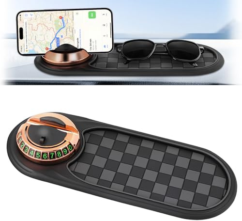 Multifunction Car Anti-Slip Mat, Universal Auto Antirutschmatte Handyhalterung, Anti-Rutsch-Armaturenbrett Matte für Autodekorationen, Brillen, Handys (Gold)