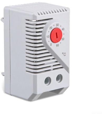 MeevrgR Termostato de carril DIN - Control de temperatura de 0-60 °C - Clasificación IP20 - para sistemas de calefacción/refrigeración - Interruptor bimetálico de acción rápida - Serie KTO/KTS/ZR