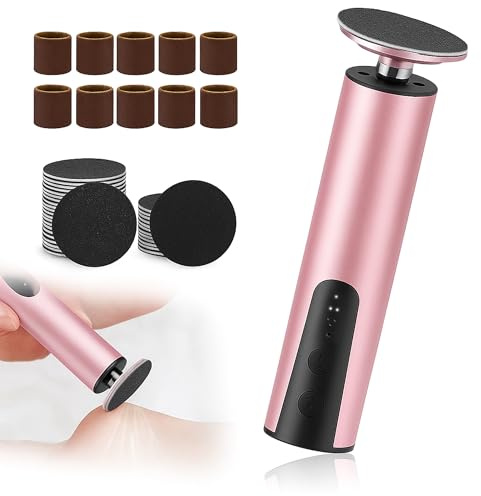 Electric Foot File Hard Skin Remover: 2-in-1 Foot Sander Rechargeable 6 Speed Feet Callus Remover Includes 20 Pcs Sanding Discs for Heels Calluses & Dead Skin Polish Nails