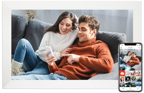 Frameo Digitaler Bilderrahmen, WLAN, großer digitaler Bilderrahmen, 1920 x 1080 IPS-HD-Touchscreen, 32 GB Speicher, teilen Sie Fotos/Videos, Tisch- und Wandmontage, Hochzeit, Geburtstag, Geschenke für