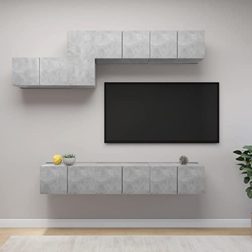 ULUYYUC TV Schrank Set Betongrau Moderner Hängeschrank mit Stauraum Holzwerkstoff 60x30x30 cm für Wohnzimmer
