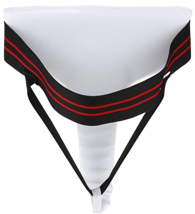 AMONIDA Tiefschutz für Damen, Schützender Suspensorium für Taekwondo, Boxen, Karate, Sanda, Schrittschutz aus PU-Leder für Damen, Weiß S M L XL