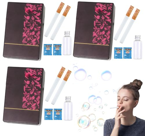 3 Stück Seifenblasen Zigaretten,Seifenblasen Bubble Puff Zigaretten Bubble Cigarette,Gefälschte Zigarettenblasenmaschine,Mini-Blasen-Blasen,Spaß Stressabau,Neuartige Partygeschenke,für Unterhaltung