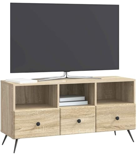 vidaXL TV-Schränk Sonoma-Eiche 102 x 34,5 x 50 cm Holzwerkstoff, Wohnzimmer, Großer Stauraum Entertainment-Einheit, Moderner Stil Medenkonsole, Praktische Möbel zur Home-Organisation