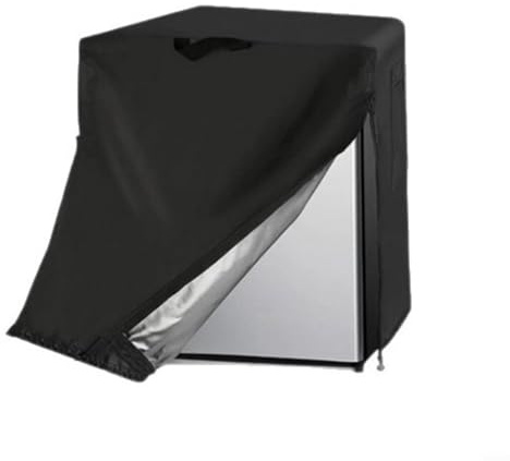 Funda para Nevera Para Mini Frigoríficos Y Congeladores, Funda Protectora Impermeable Con Cordón Ajustable Y Bolsillos Laterales, Negro, 50 x 50 x 53 cm