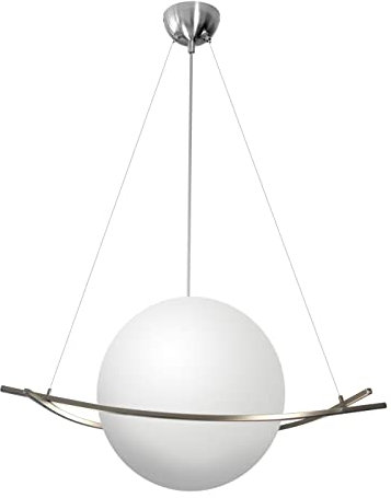 NEG Hängeleuchte UnoPalloni (28,5cm Kugel-Durchmesser) Deckenlampe aus Opalglas und Edelstahl