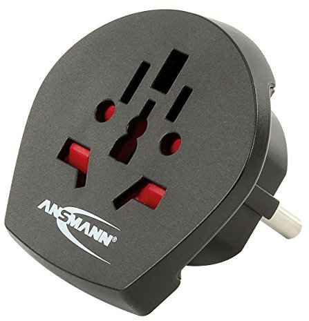 ANSMANN Reiseadapter World to EU / Reisestecker mit Schutzklasse 1 & 2 / Idealer Stecker für Reisen in Länder mit Schuko-Standard / Ideal für Reisende aus USA China Australien Italien UK Schweiz