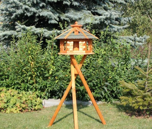 Vogelhaus mit Ständer und Solarbeleuchtung Typ 4-5 (Grün, groß)