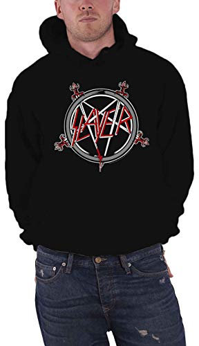 Slayer Pentagram Logo offiziell Herren Nue Schwarz Pullover Kapuzenpullover XL