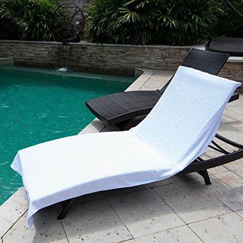 Winter Park Towel Co. Chaise Lounge Pool Chair Cover Handtuch (102 x 229 cm), elastische Tasche rutscht Nicht (weiß)