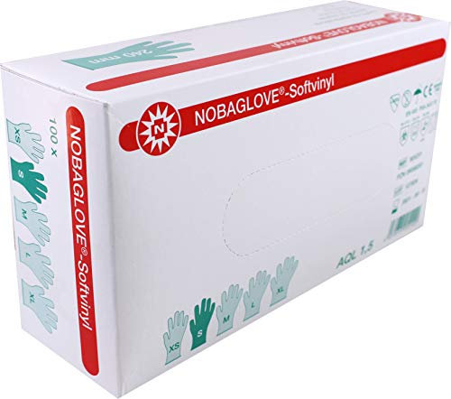 NOBAGLOVE Softvinyl puderfrei Einmalhandschuhe Gr. S 100 St