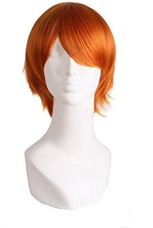 MapofBeauty 12 Zoll/30cm Rollenspiel Cosplay Kostüm Perücke (Goldene Orange)