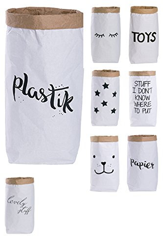 Papiersack Paper Bag rund Kraftpapier Beutel Mülleimer Braun Weiß 'plastik'