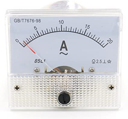 Heschen 85L1-20A - Misuratore di corrente rettangolare a pannello, amperometro, AC 0-20A, classe 2.5, colore: Bianco
