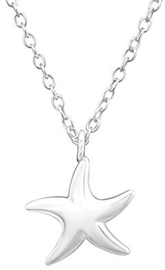 Monkimau Damen Ketten Seestern Anhänger aus 925 Sterling Silver echt Silber mit 45cm Kette