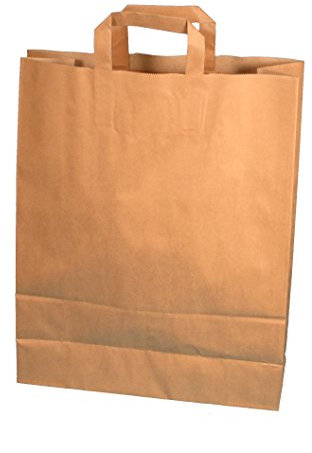 250 Papiertragetaschen Papiertüten Einkaufstüten Bio Tragetaschen braun Kraft mit Papier Flachhenkel Verschiedene Größem (26+17x25cm)