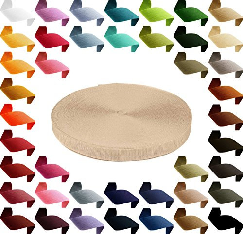 Gurtband 12m PP Polypropylen 25mm breit 1,3mm stark Gurt Tragband Farbwahl 45 Farben, Gurtband:010 hellbeige